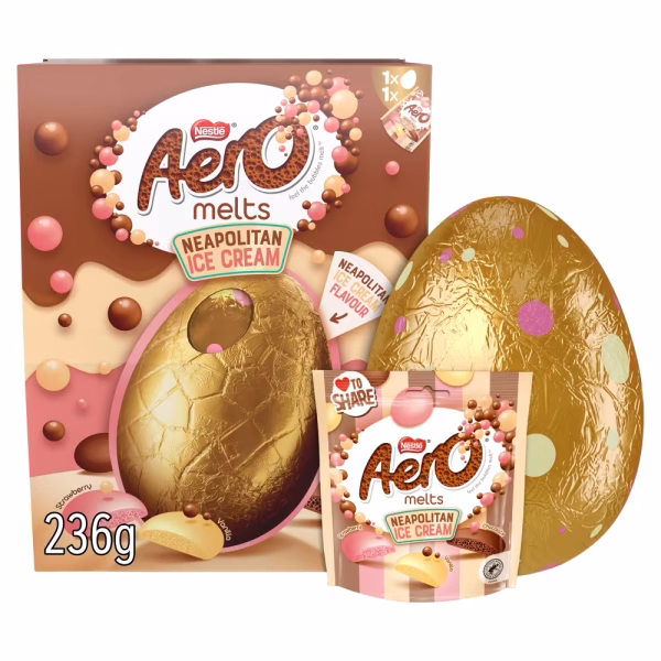 Aero Melts Neapolitan Flavour Chocolate Large Easter Egg 236g