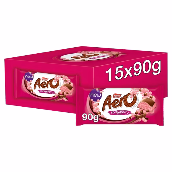 Aero Strawberry Chocolate Sharing Bar 90g x 15 Bars